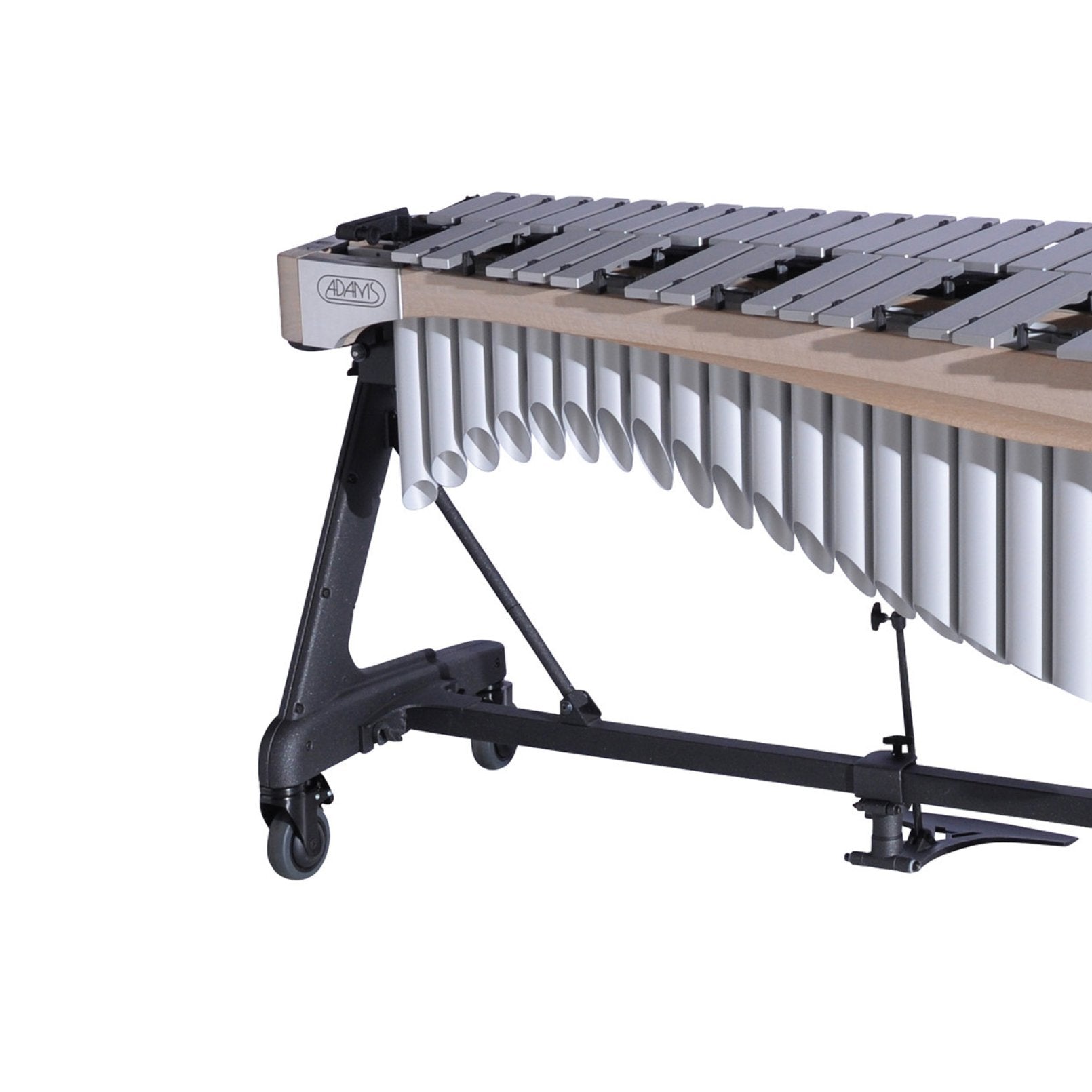 Adams Alpha Series 3.5 Octave Vibraphone, Silver Bars, w/Motor and Apex Frame White Wash Rails, Titanium Silver Resonators ADM-VAWA35S/9W5