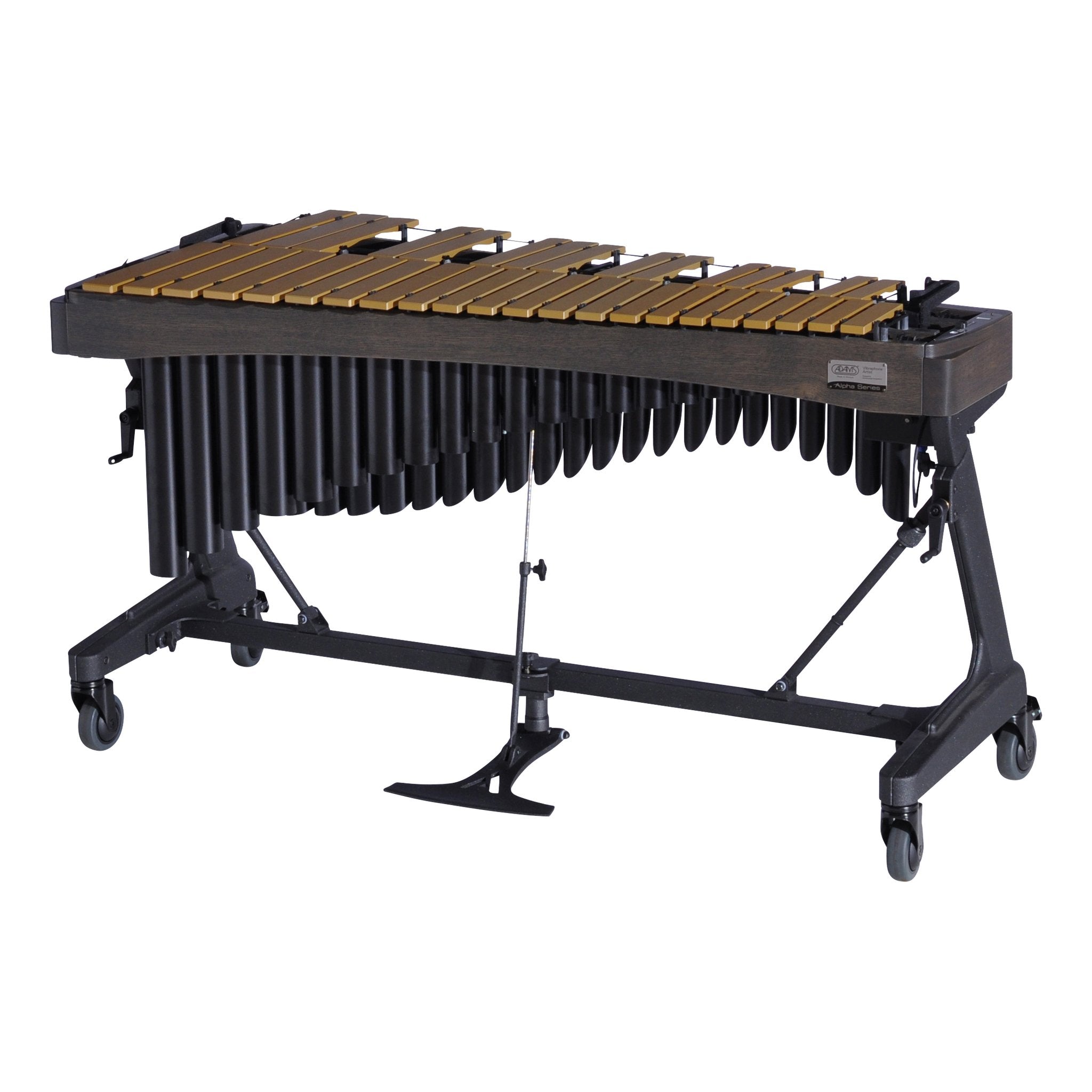 Adams Alpha Vibraphone with Gold Bars, Black Resonators and Graphite Rails Players Side