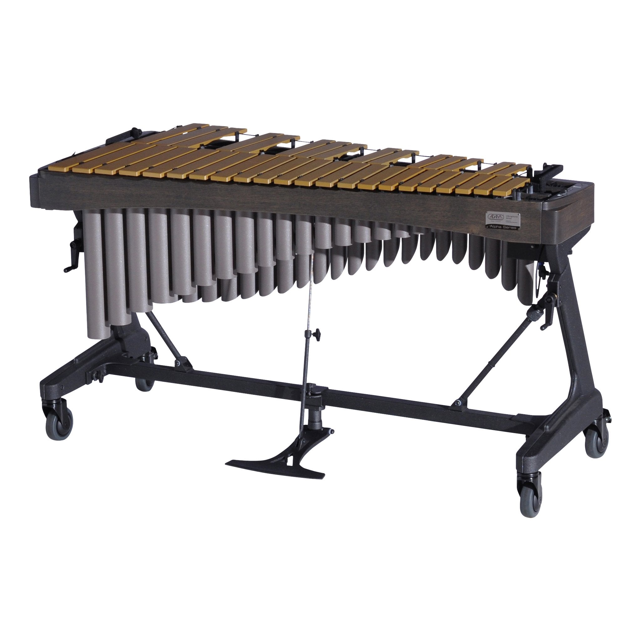 Adams Alpha Vibraphone with Gold Bars, Desert Resonators and Graphite Rails Players Side