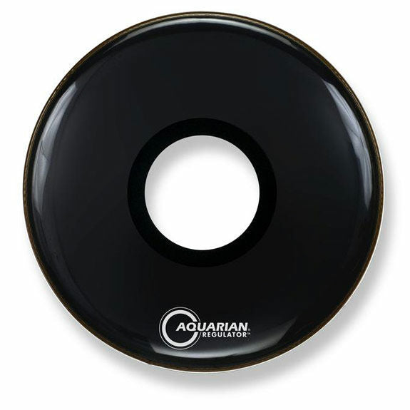 20" Aquarian Regulator Black Bass Drum Head with Center Hole