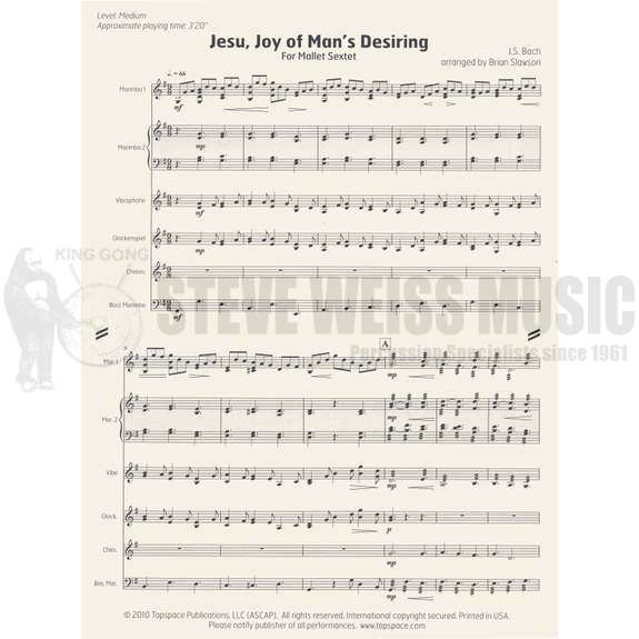 Bach-Jesu, Joy of Man's Desiring arr. Slawson (SP)-B/V/C/3M