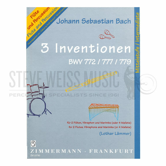 Bach-Three Inventions (BWV 772/777/779) (SP)-M/V/2FL or 4 mall.