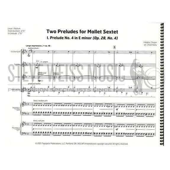 Chopin Debussy - Two Preludes For Mallet Sextet arr. Heiny (SP) - B/2V/C/Cro./2M