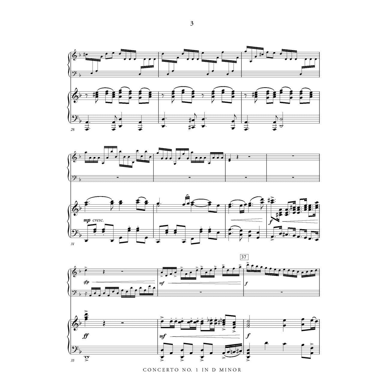 Concerto no. 1 in d minor for solo marimba and piano sample page