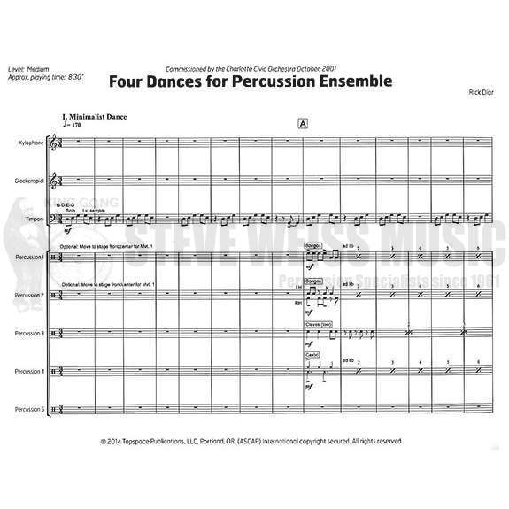 Dior-Four Dances for Percussion Ensemble (SP)-B/X/M/4T/P