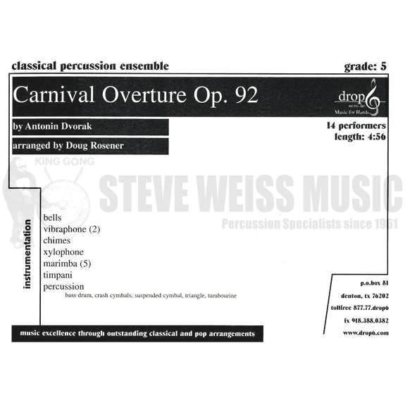 Dvorak-Carnival Overture Op. 92 arr. Rosener (SP)-B/2V/C/X/5M/4T/P