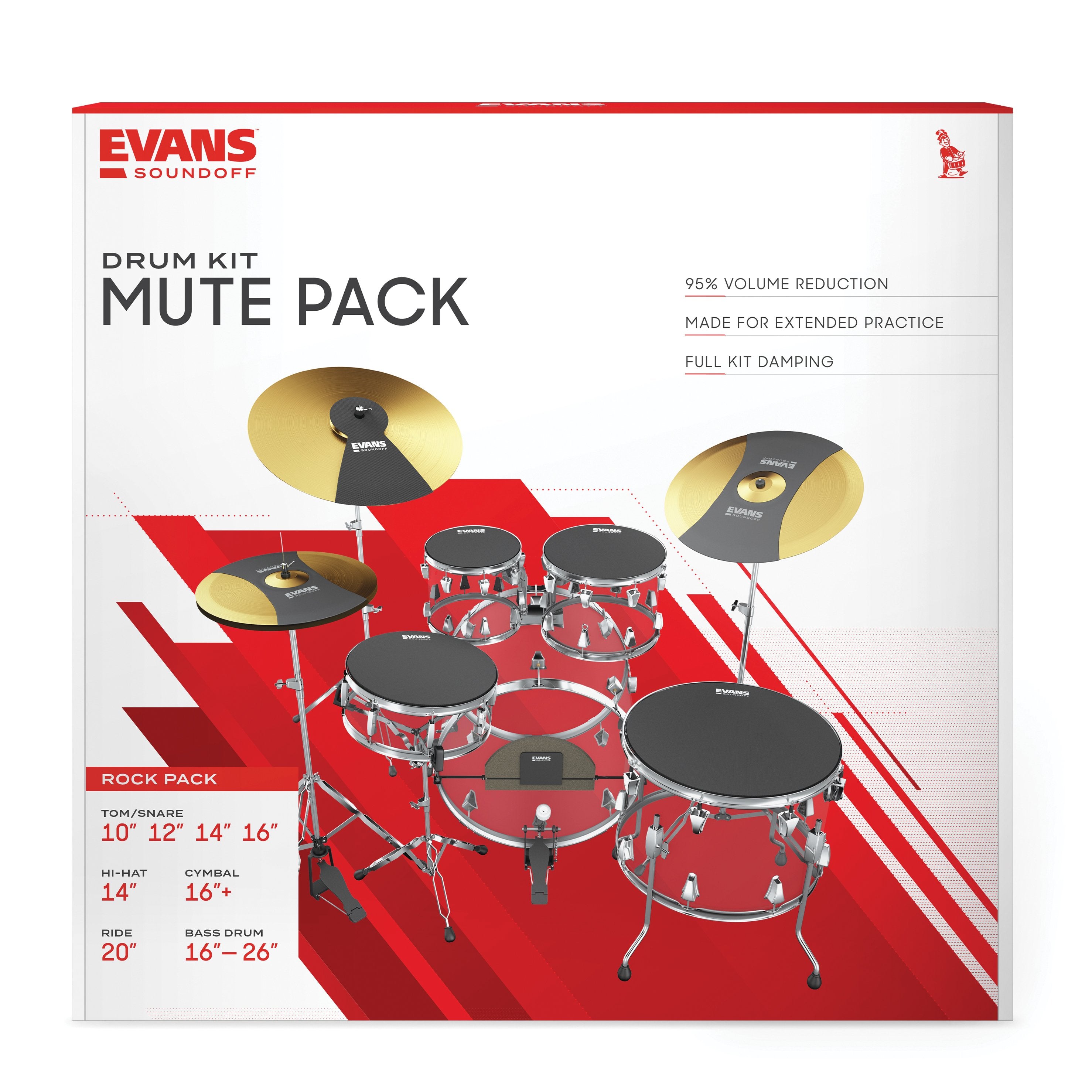 Evans Drum and Cymbal Mute Set - 10"/12"/14"/16" Drums - Crash & 20" Ride Cymbals - Bass Drum - Image 2