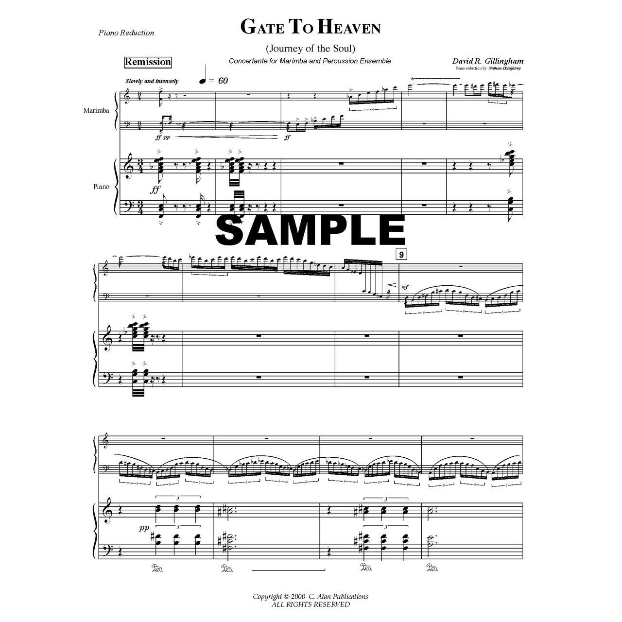Gate to Heaven Gillingham marimba concerto with piano reduction score example