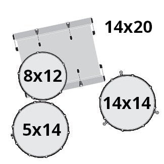 Gretsch J404 Shell pack configuration with sizes