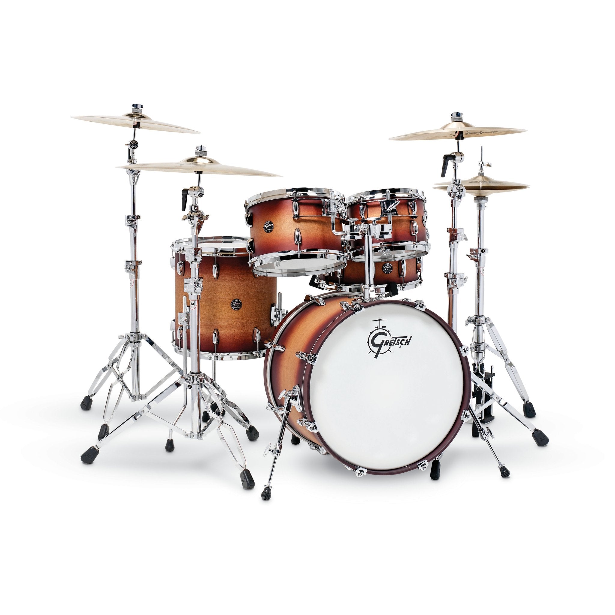 Gretsch Renown 5 Piece Drum Set (20/10/12/14/14sn) Satin Tobacco Burst rn2-e605-stb