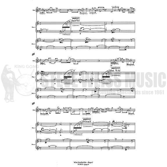 Henderickx-Raga I 2 PIANO REDUCTION STUDY SCORE ONLY (StS)-B/C or tuned gongs/Cro./2T/P/2PN