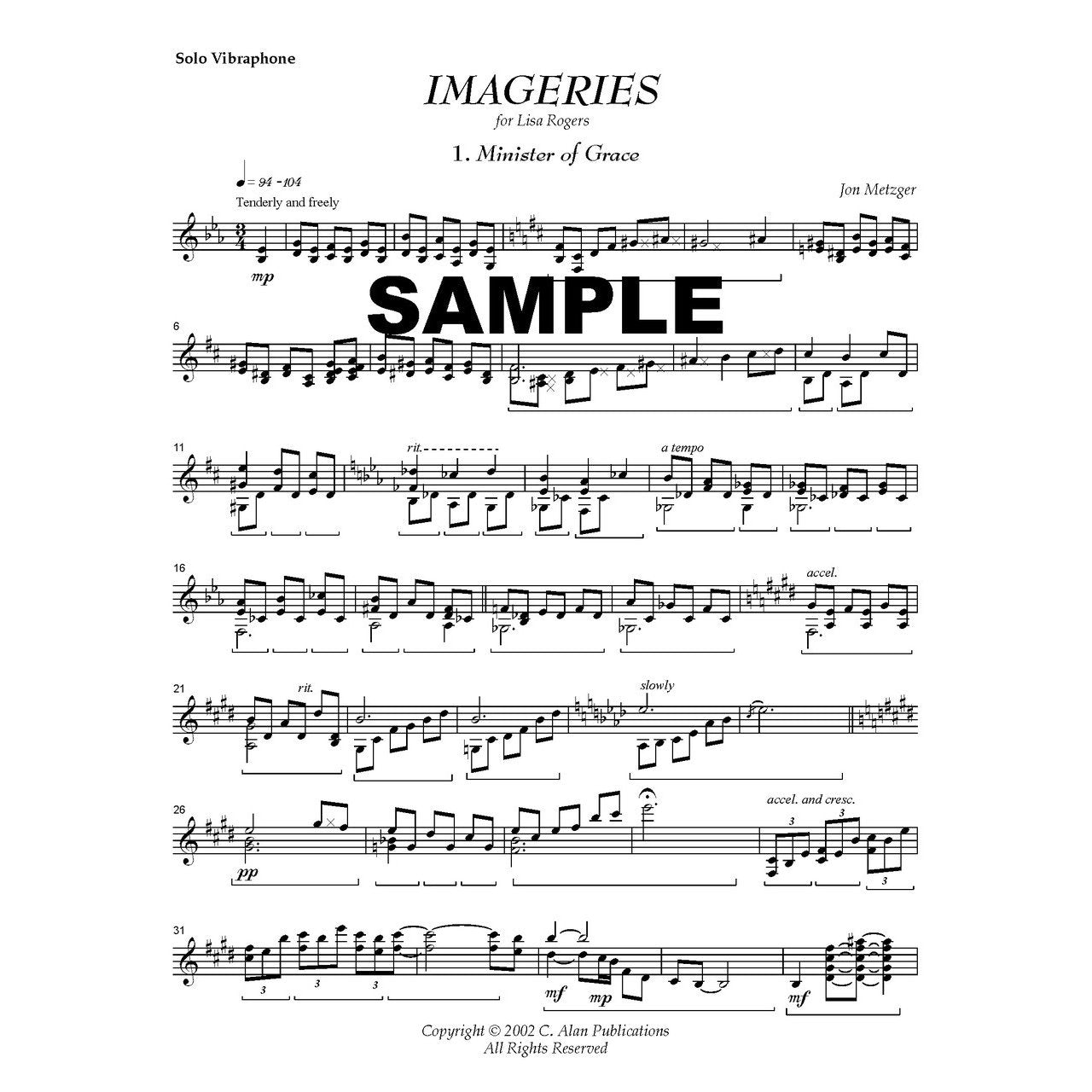 Imageries for Solo Vibraphone Jon Metzger score sample