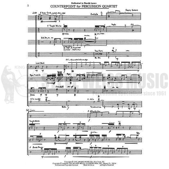 Kosteck-Counterpoint for Percussion Quartet-P/Crot/5 Alm