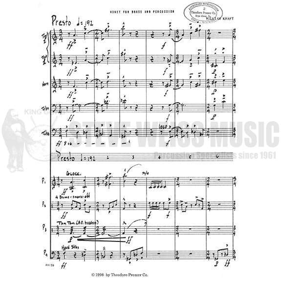 Kraft-Nonet for Brass and Percussion-P/X/B/V/C/5T-Brass Quintet