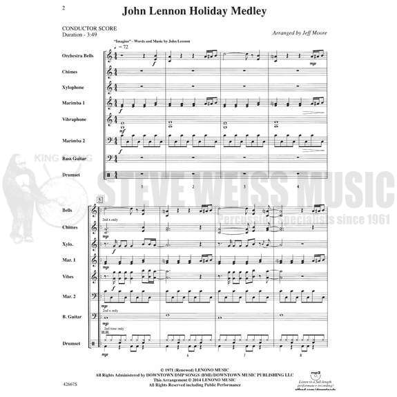 Lennon/Ono-John Lennon Holiday Medley arr. Moore (SP)-B/V /C/X/2M/DS/BG
