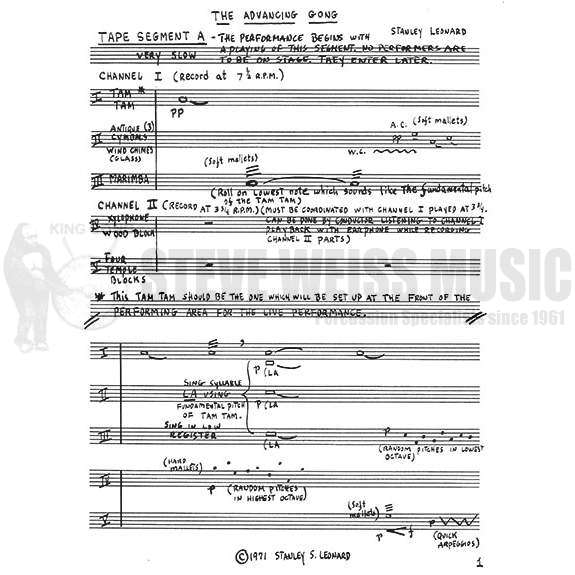 Leonard-Advancing Gong (performer creates tape)(2S)-P/C/B/V/4T/M OS