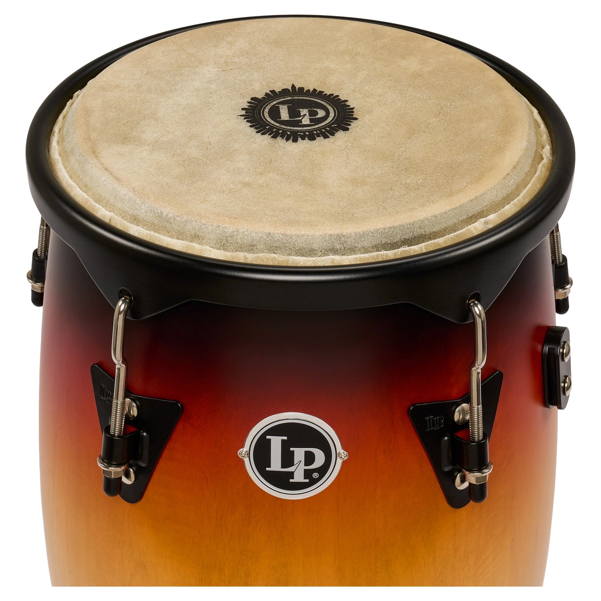 LP City II Mango Conga Vintage Sunburst rawhide head with skyline logo