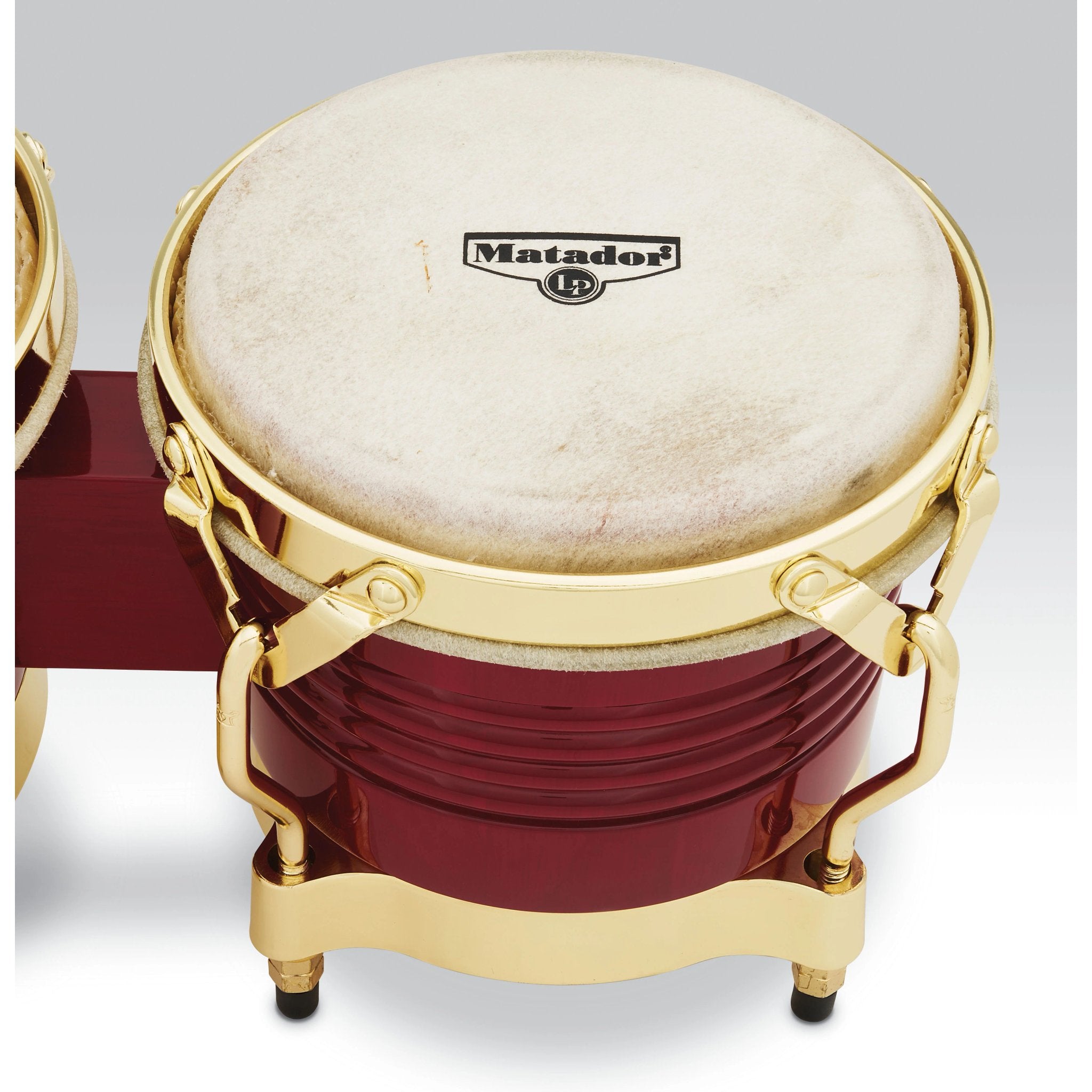 LP Matador Bongos Red with Gold Hardware Head Close-Up