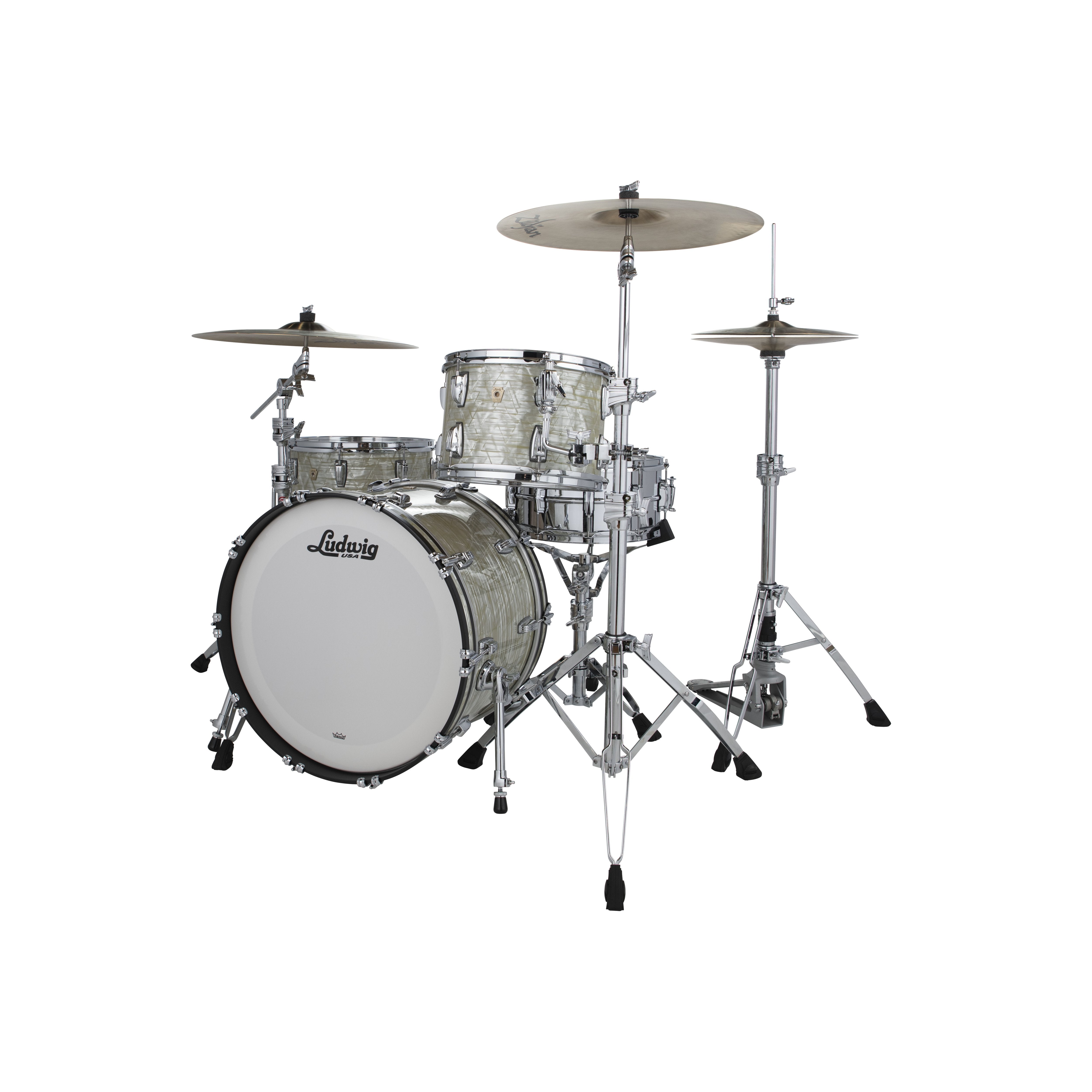 Ludwig Classic Maple Fab 3-Piece Shell Pack Drum Set - 22" Bass Drum - Classic Olive Pearl - Image 2