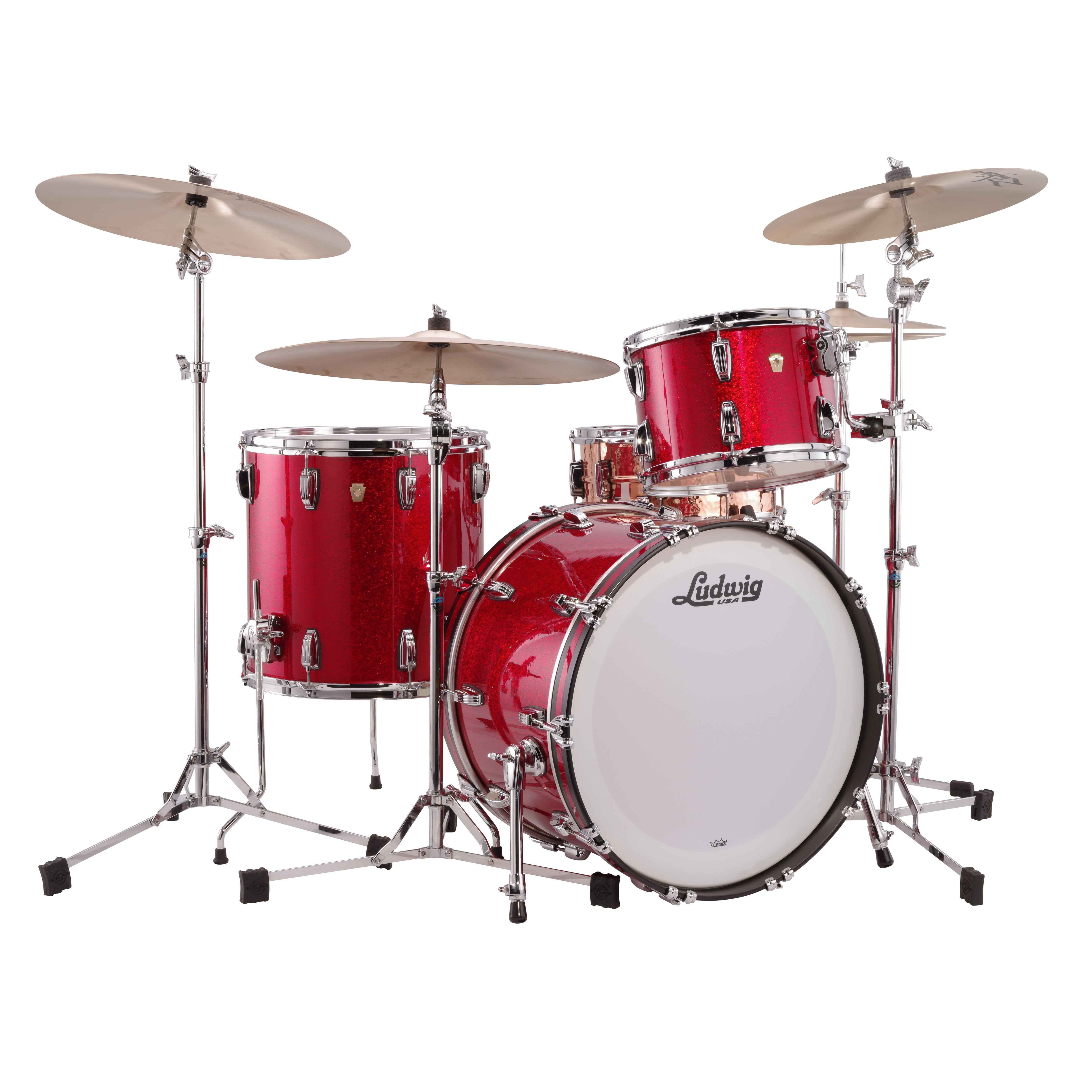 Ludwig Classic Maple Fab 3-Piece Shell Pack Drum Set - 22" Bass Drum - Red Sparkle - Image 2