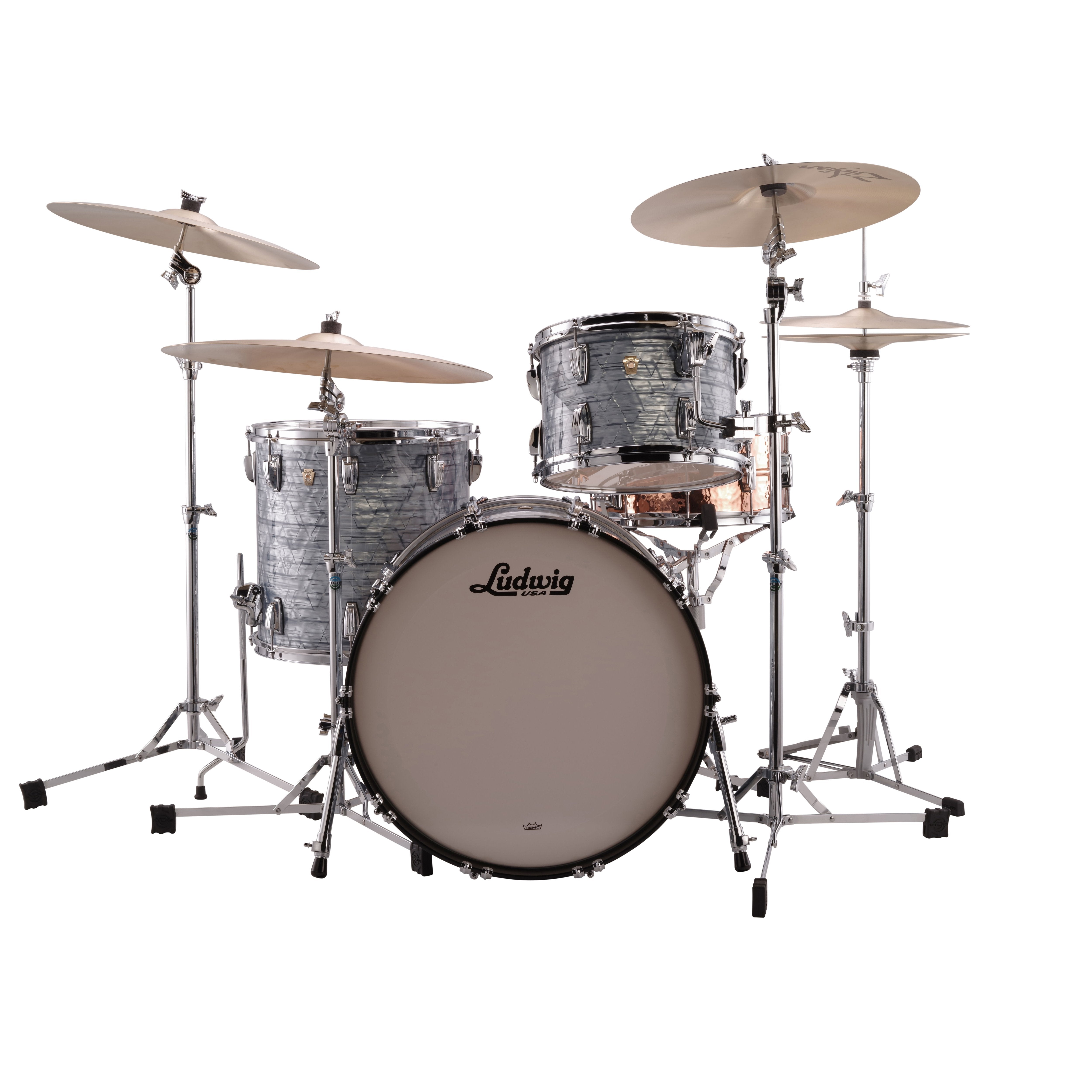 Ludwig Classic Maple Fab 3-Piece Shell Pack Drum Set - 22" Bass Drum - Sky Blue Pearl - Image 1