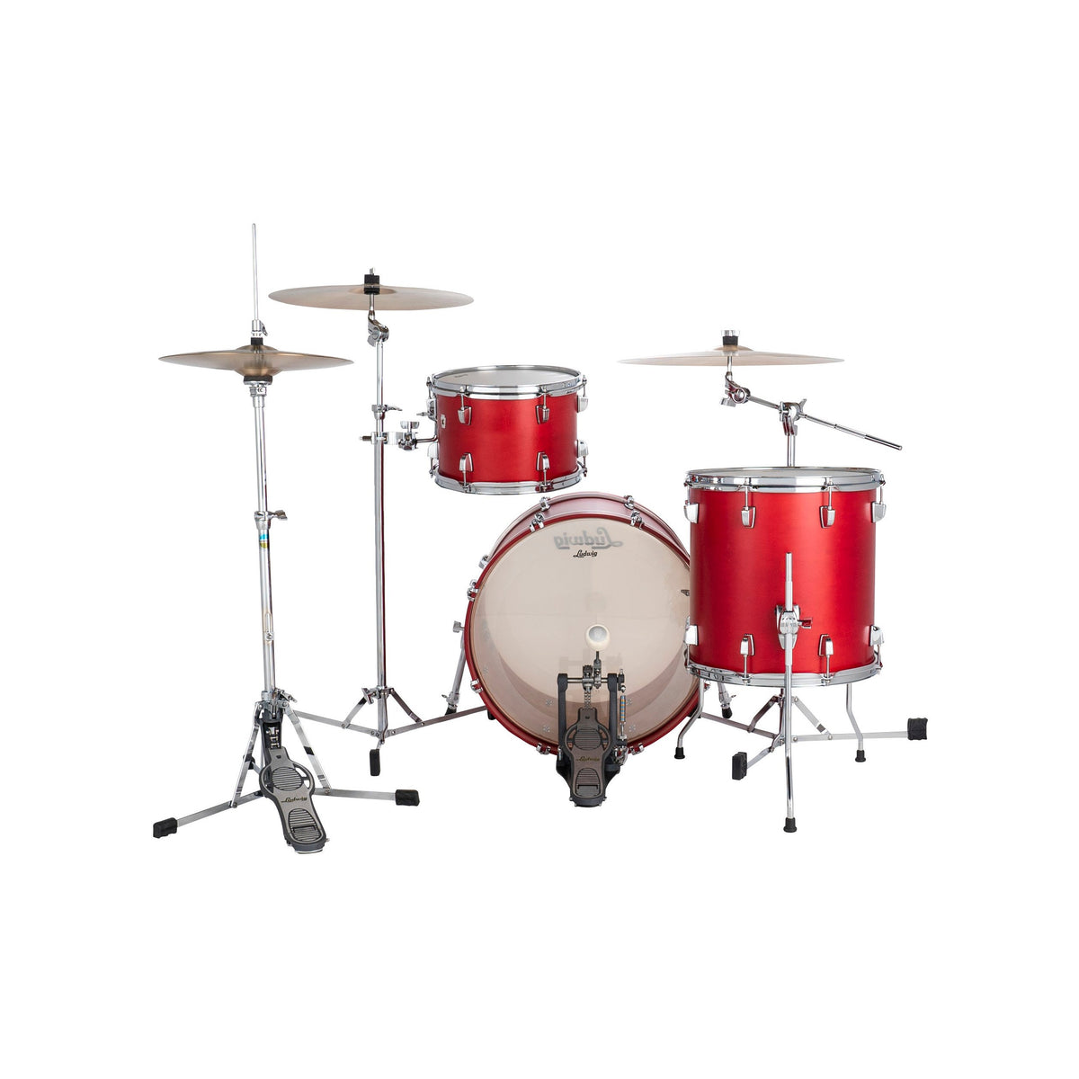 Ludwig NeuSonic Downbeat 3-piece Drum Set Shell Pack - Satin Diablo Red - Image 3