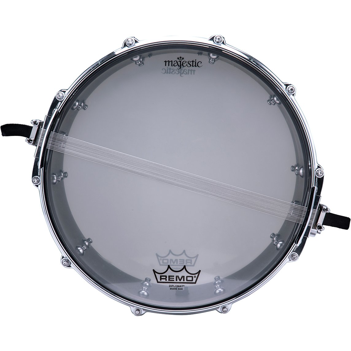 Majestic Opus One Iron Concert Snare Drum - 14x7 - Brushed Nickel MOS1470CR Snare Side