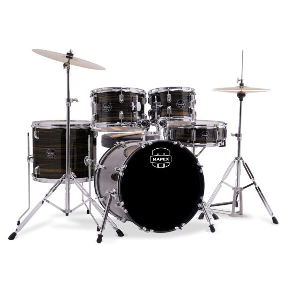 Mapex Comet Series 5pc Complete Drum Set 22" Bass Drum - Ebony Yellow Grain
