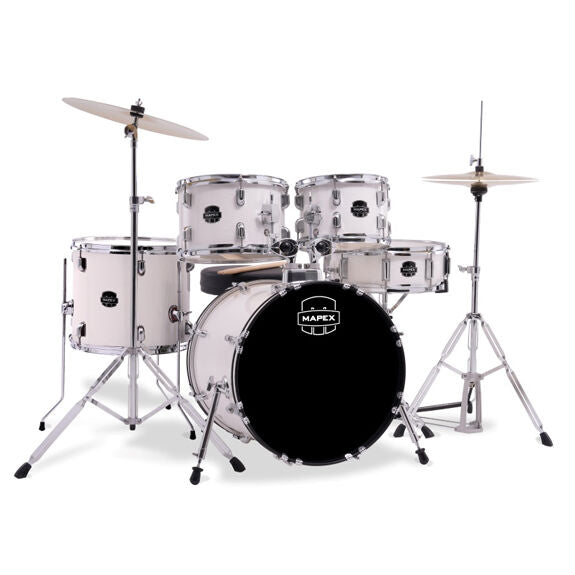 Mapex Comet Series 5pc Complete Drum Set 22" Bass Drum - White Thin Grain Yellow Grain