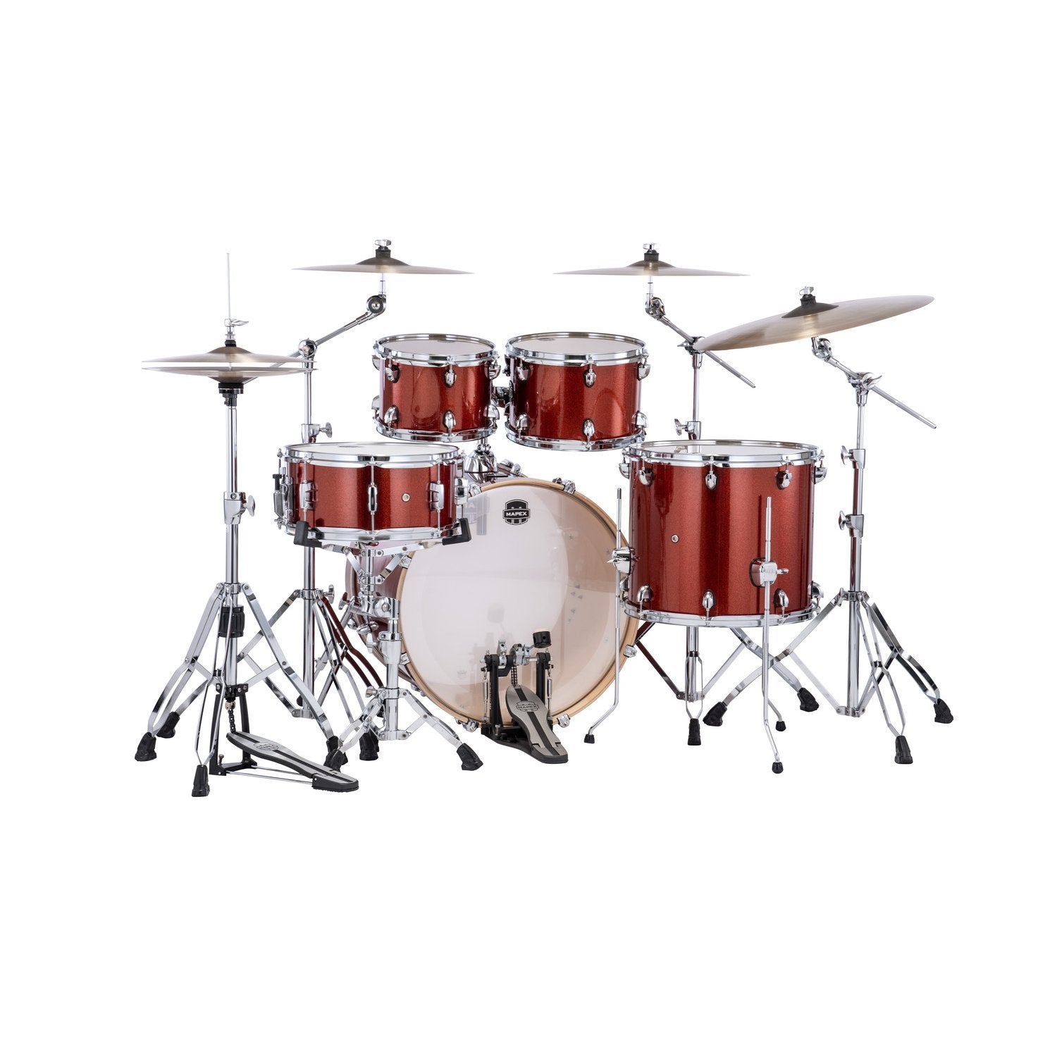 Mapex Mars 5 piece Rock Shell Pack Blood Orange Sparkle Finish With Chrome Hardware MPX-MA529SF-OR Rear