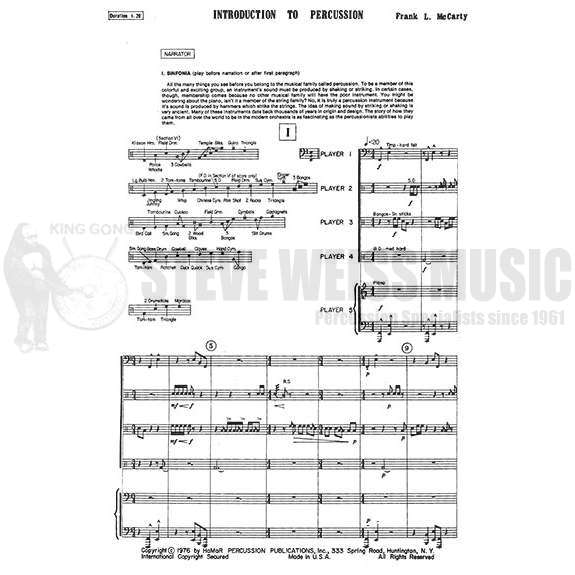 McCarty-Introduction to Percussion-P/X/M/2B/C/3T/sound effects/Narr/PN