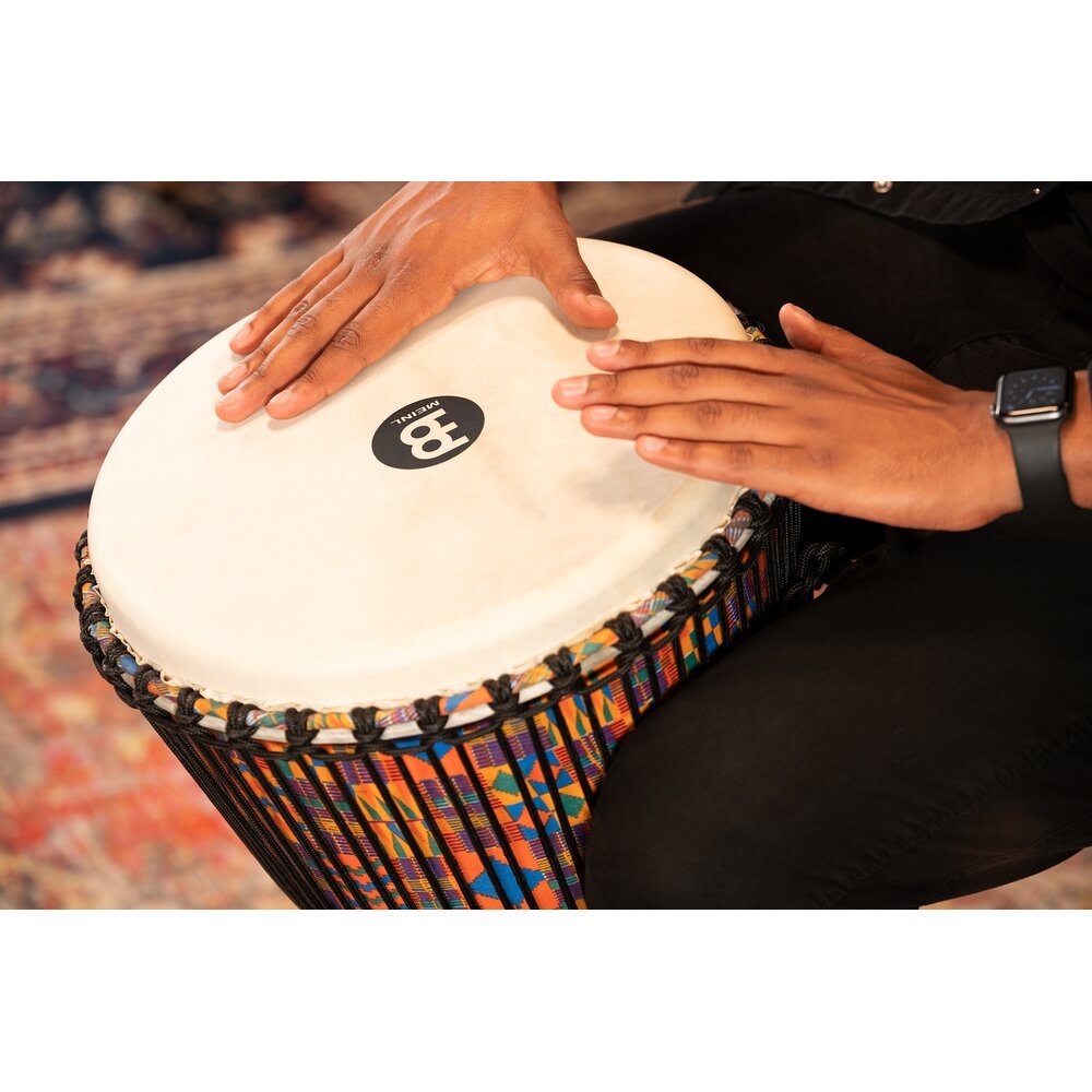 Meinl Rope-tuned Travel Djembe with Synthetic Head - 14" - Kenyan Quilt - Image 5