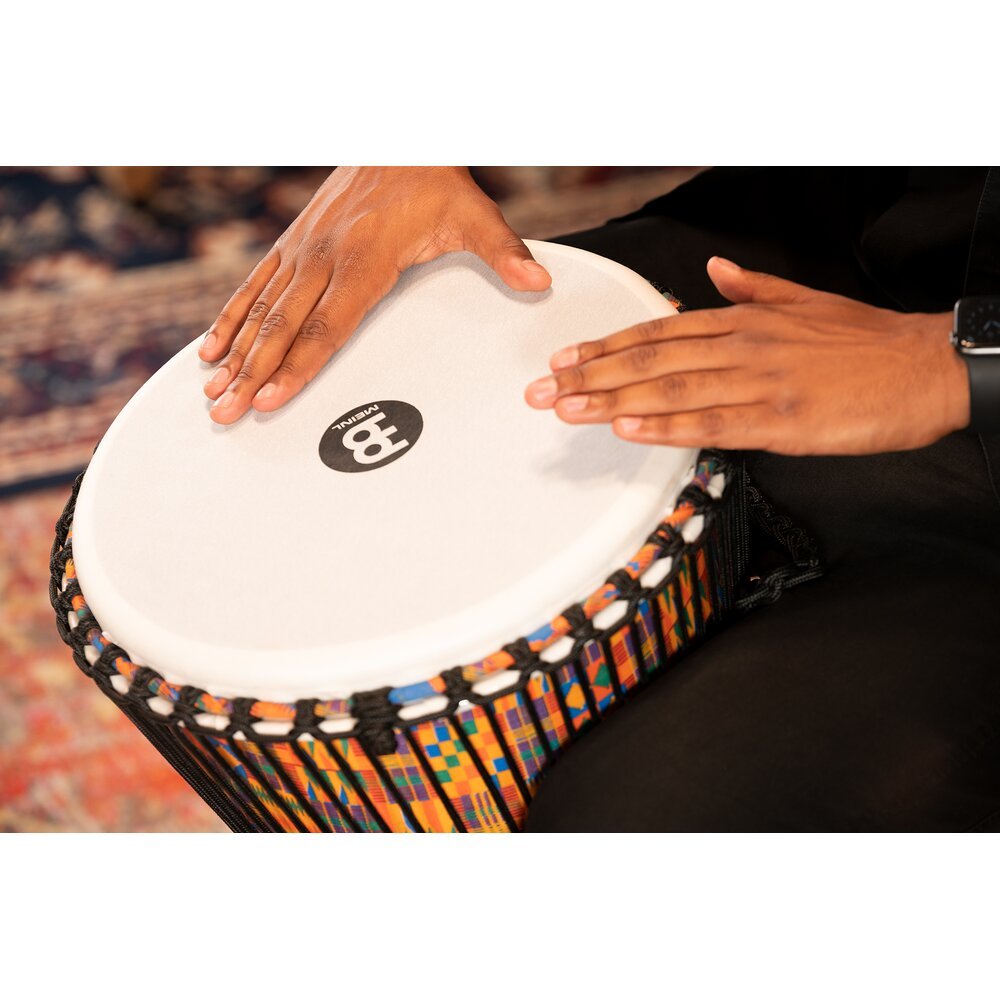 Meinl Rope-tuned Travel Djembe with Synthetic Head - 14" - Kenyan Quilt - Image 15