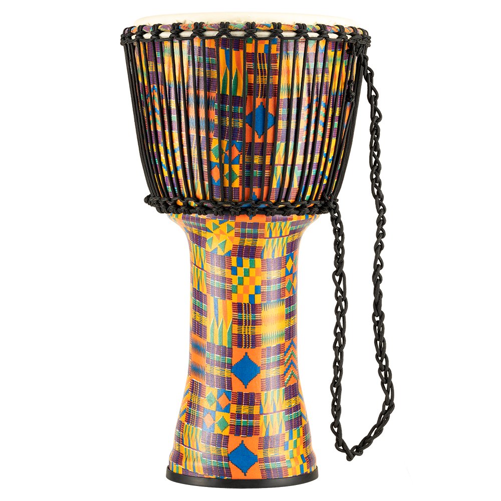 Meinl Rope-tuned Travel Djembe with Goatskin Head - 12" x 24" - Kenyan Quilt - Image 1