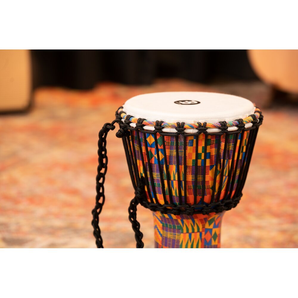 Meinl Rope-tuned Travel Djembe with Goatskin Head - 8" - Kenyan Quilt - Image 8