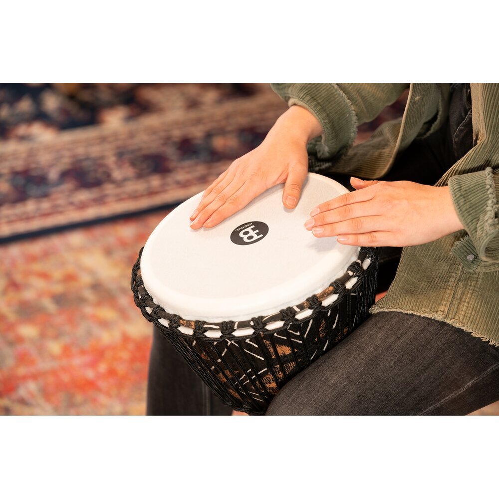 Meinl Rope-tuned Travel Djembe with Synthetic Head - 10" x 20" - Kanga Sarong - Image 5