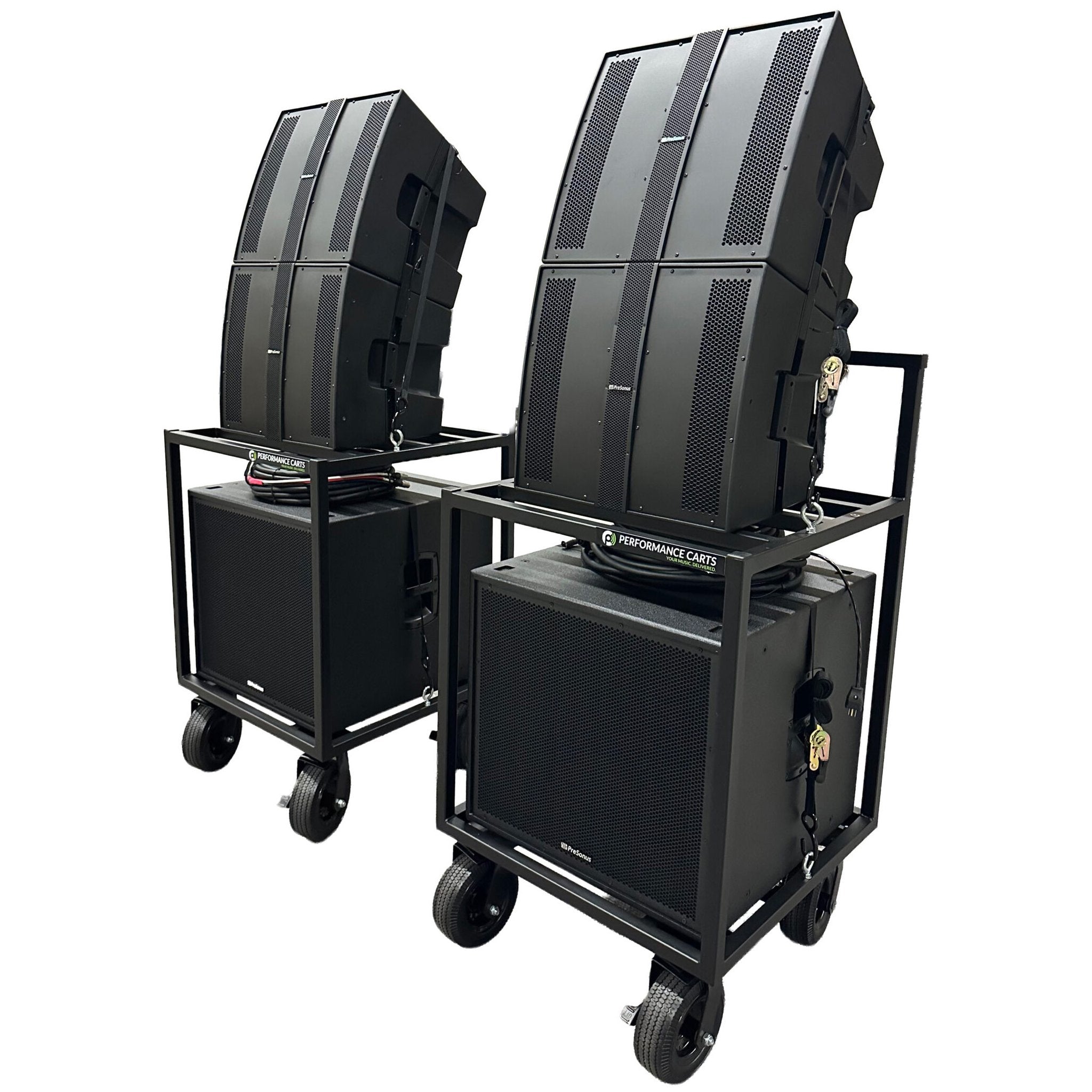 Performance Carts Stacked Speaker Cart PCS200v with Speakers