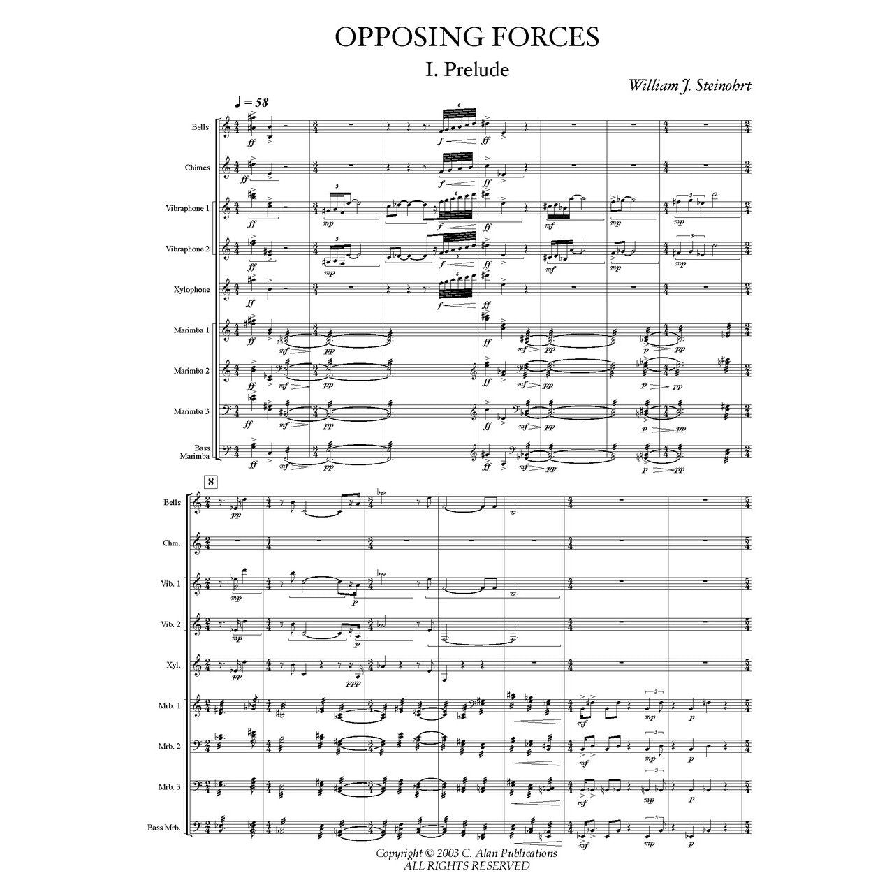 Opposing Forces William Steinhort Percussion Sheet Music Score Example