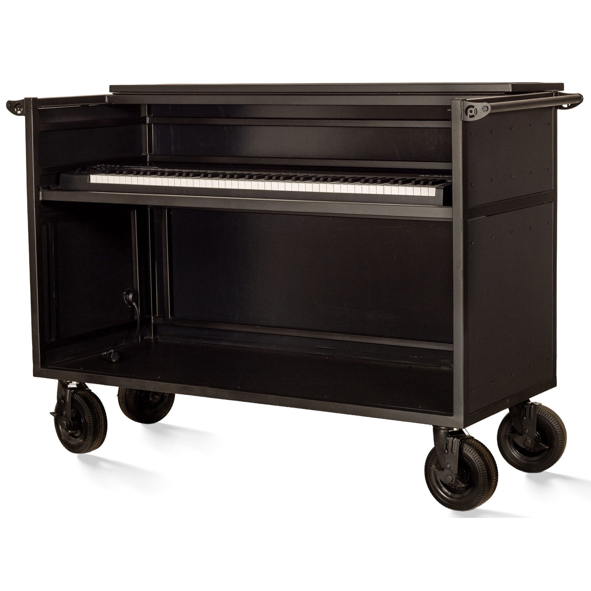 Performance Carts Covered Synth Cart PCK-200 Players Side Angled with Keyboard