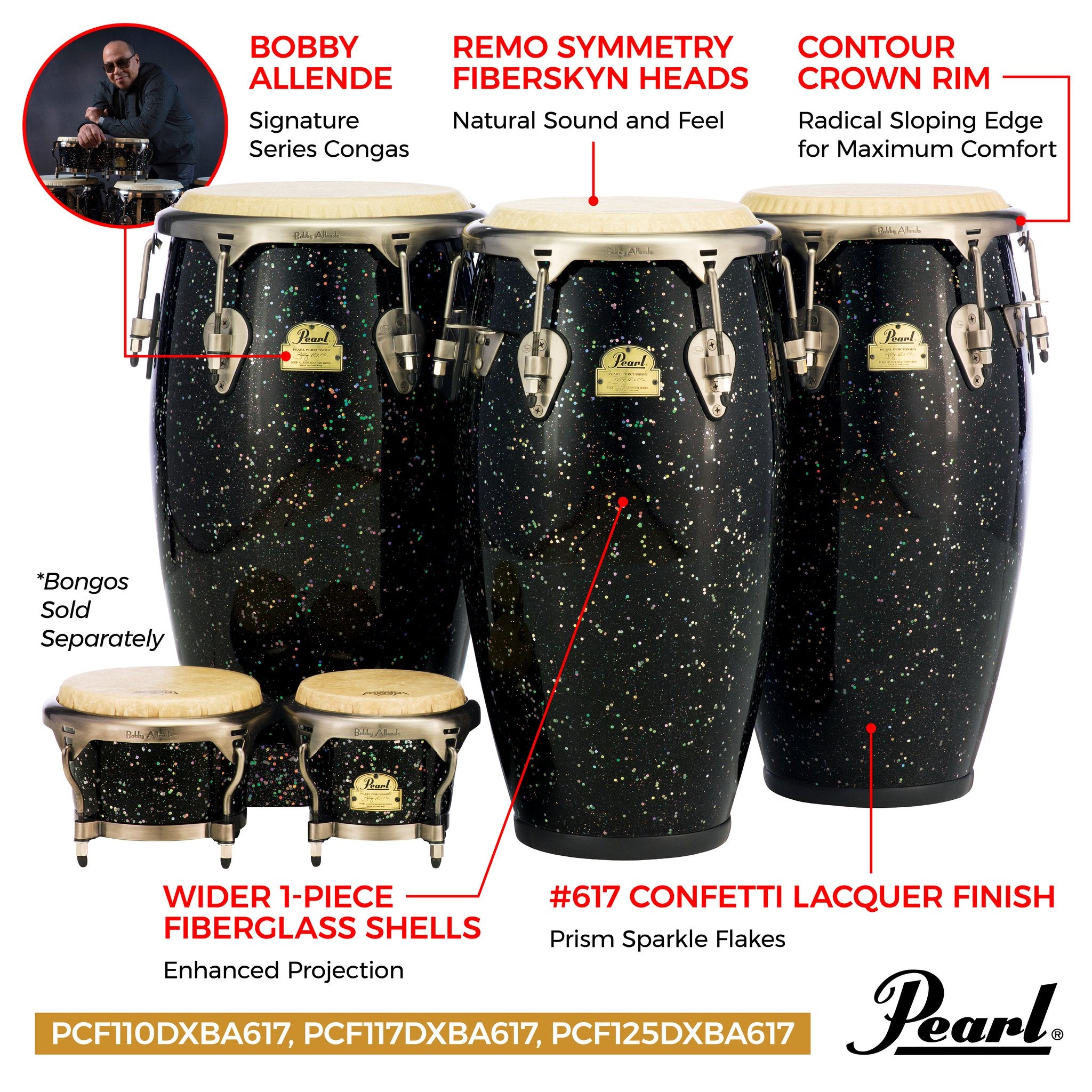 Pearl Bobby Allende Signature Fiberglass Conga - 11.75" - Image 2