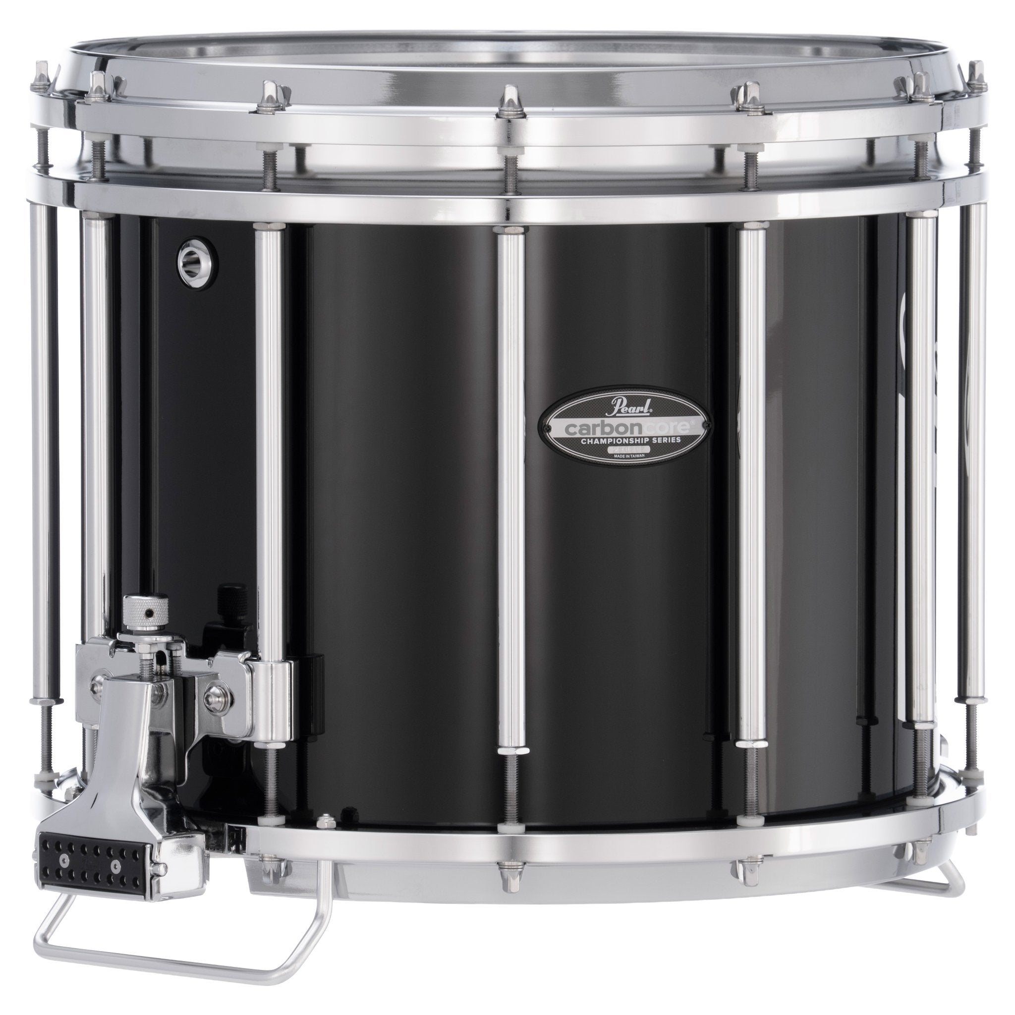 Pearl CarbonCore Series marching Snare Drum C103 Piano Black Lacquer finish and chrome hardware