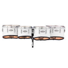 Pearl Championship Series Shallow Cut Quad Marching Tenor Set - 10"/12"/13"/14" - Pure White - Image 1