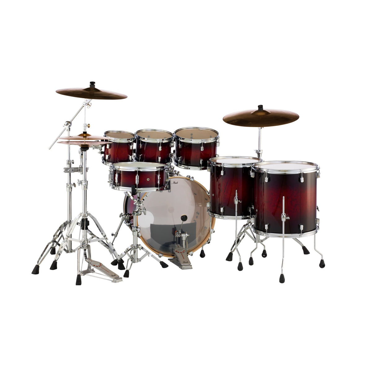 Pearl Decade Maple 7-piece Drum Set Shell Pack - 22" Bass Drum - Gloss Deep Red Burst - Image 3