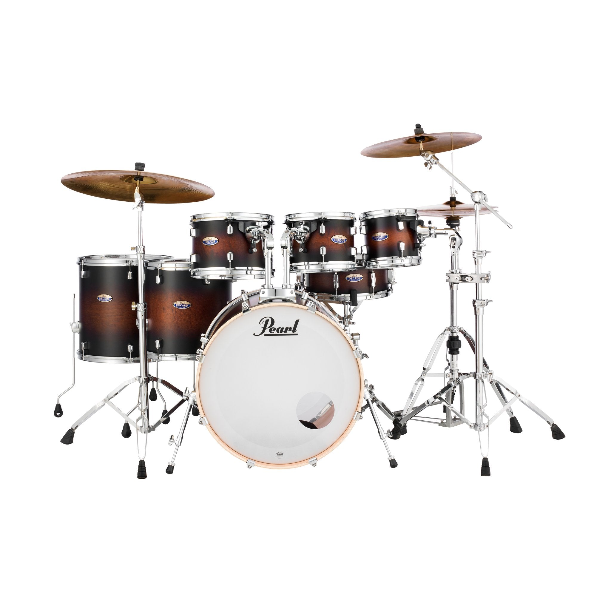 Pearl Decade Maple 7-piece Drum Set Shell Pack - 22" Bass Drum - Satin Brown Burst - Image 2