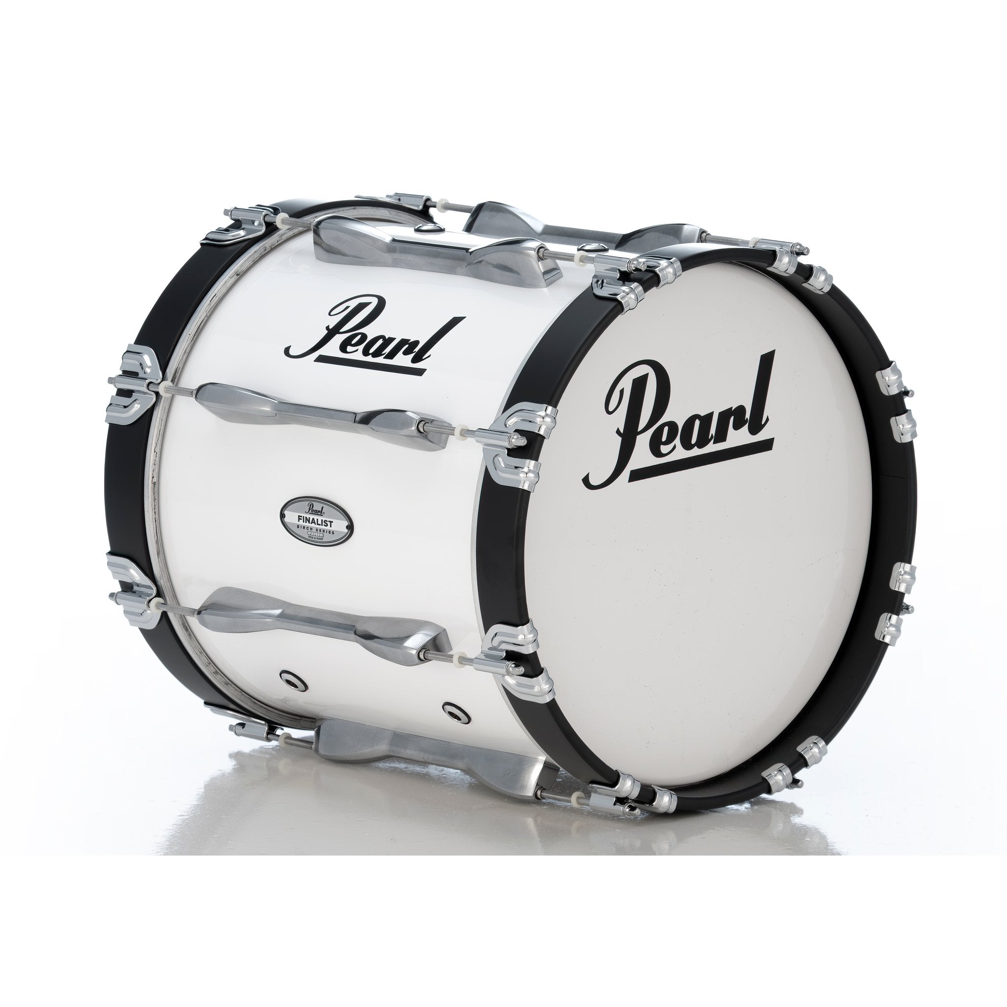 Pearl Finalist Birch Marching Bass Drum - 14" x 14" - Pure White - Image 1