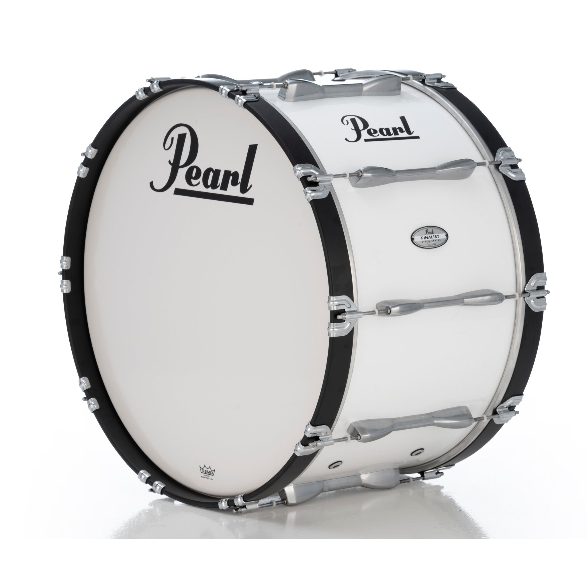 Pearl Finalist Birch Marching Bass Drum - 24" x 14" - Pure White - Image 3