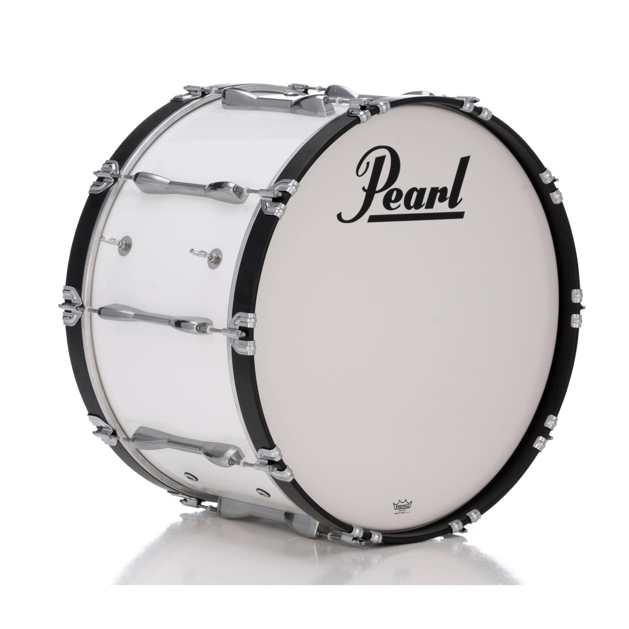 Pearl Finalist Birch Marching Bass Drum - 24" x 14" - Pure White - Image 1