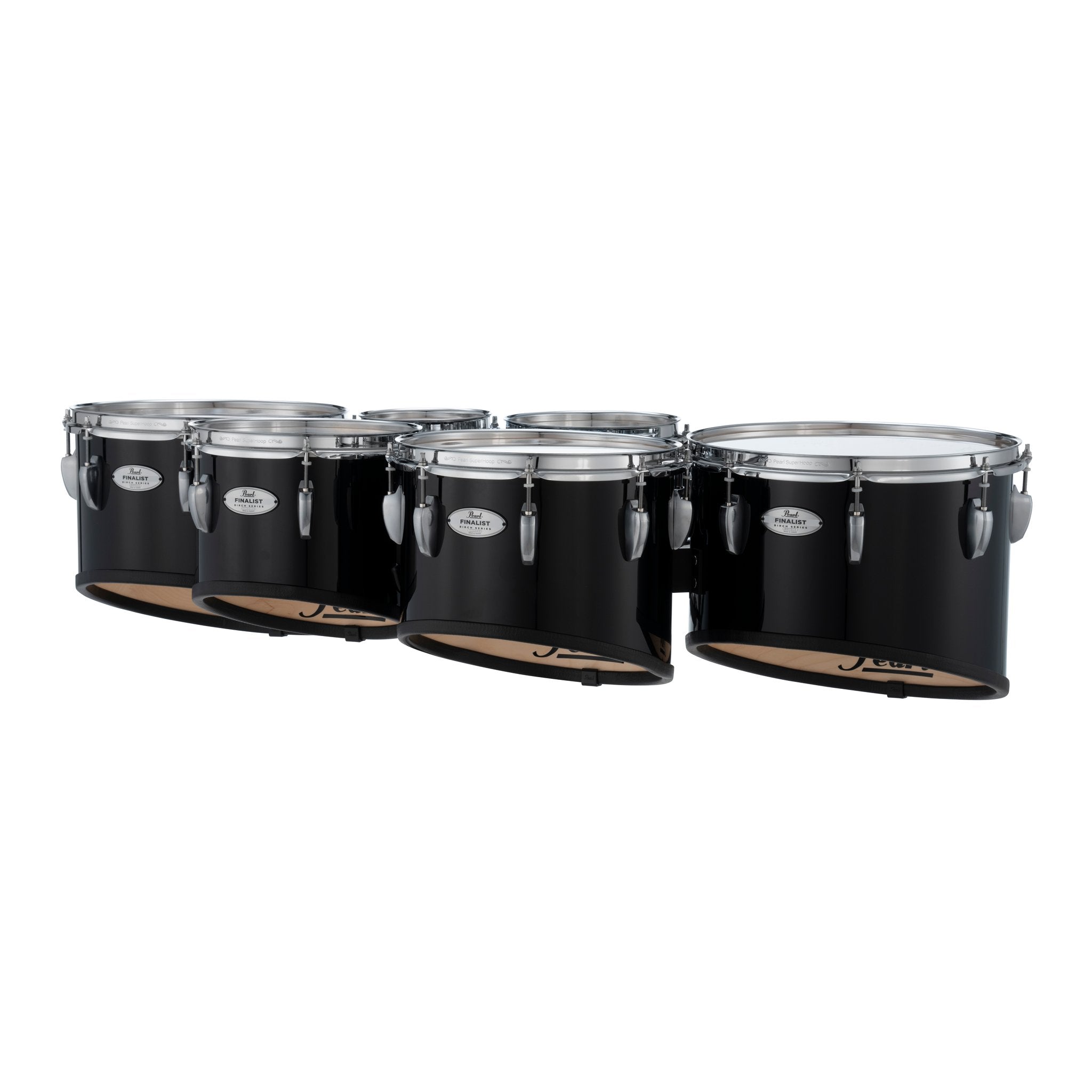 Pearl Finalist Birch Sextet Marching Tenor Set - 6"/8"/10"/12"/13"/14" - Midnight Black - Image 2