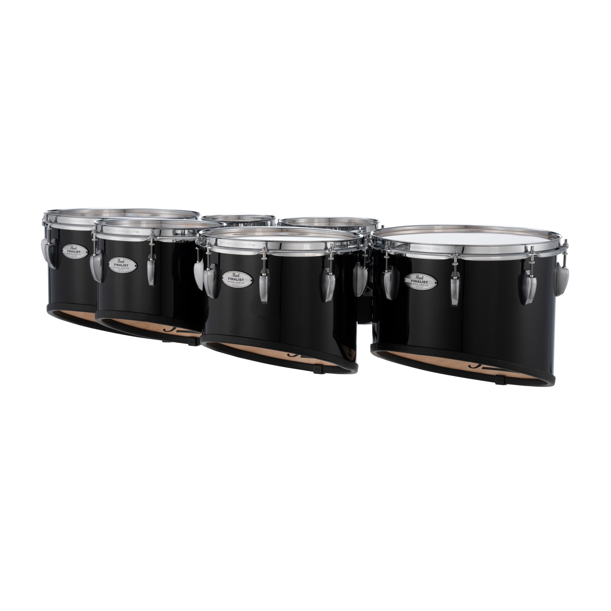 Pearl Finalist Birch Sextet Marching Tenor Set - 6"/8"/10"/12"/13"/14" - Midnight Black - Image 6