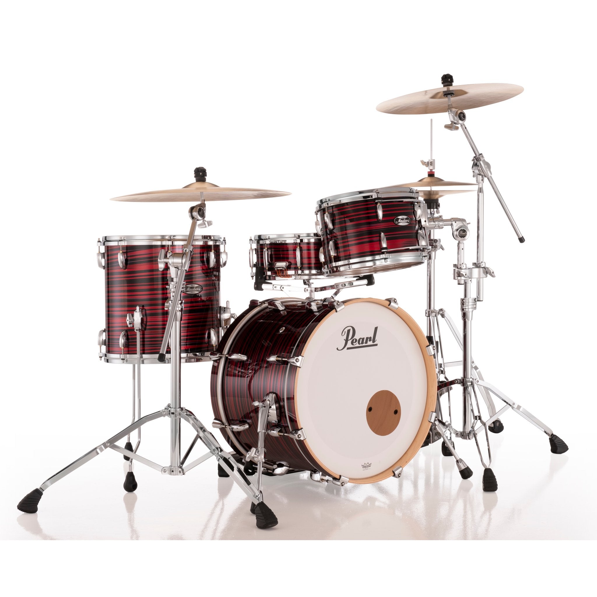 Pearl Masters Maple 3-Piece Shell Pack with GyroLock Tom Mount - 20" Bass Drum - Red Oyster Swirl - Image 2